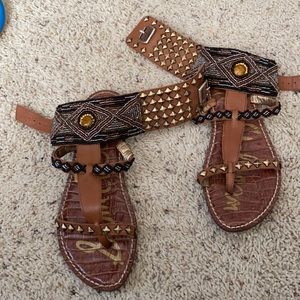 Sam Edelman beaded ankle cuff  boho sandals 6.5